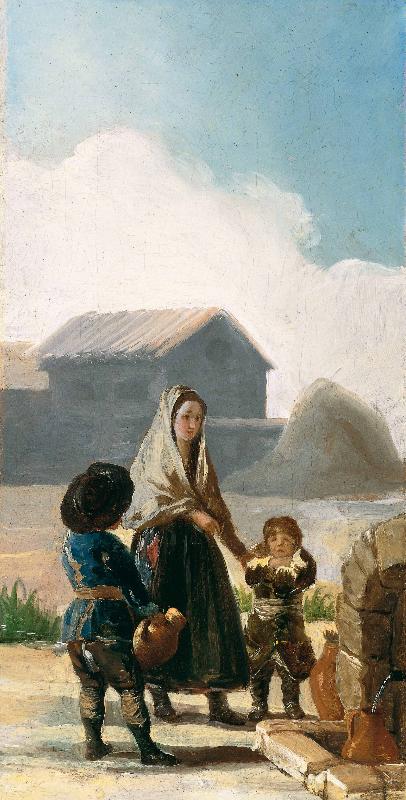 Francisco de Goya A woman and two children by a fountain oil painting image